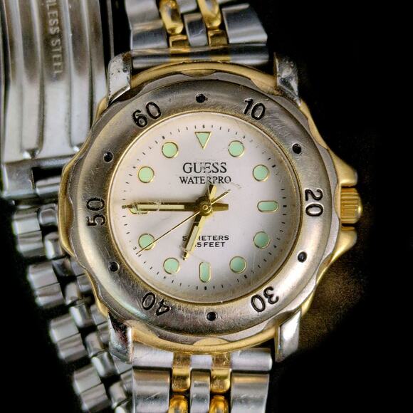 Vintage Guess Waterpro Stainless Steel Women's Watch Japan Movt Water Resistant - Picture 1 of 8